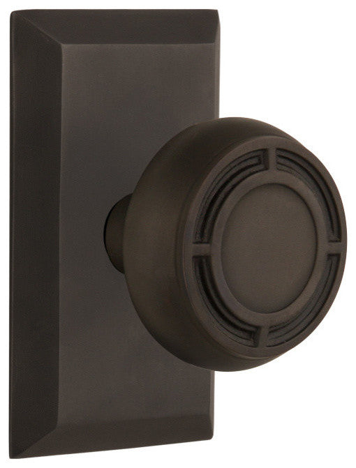 Studio Plate Privacy Mission Door Knob, Oil-Rubbed Bronze