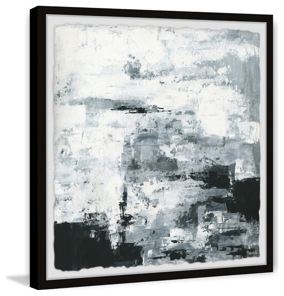"Black and White Smudges" Framed Painting Print, 12"x12"