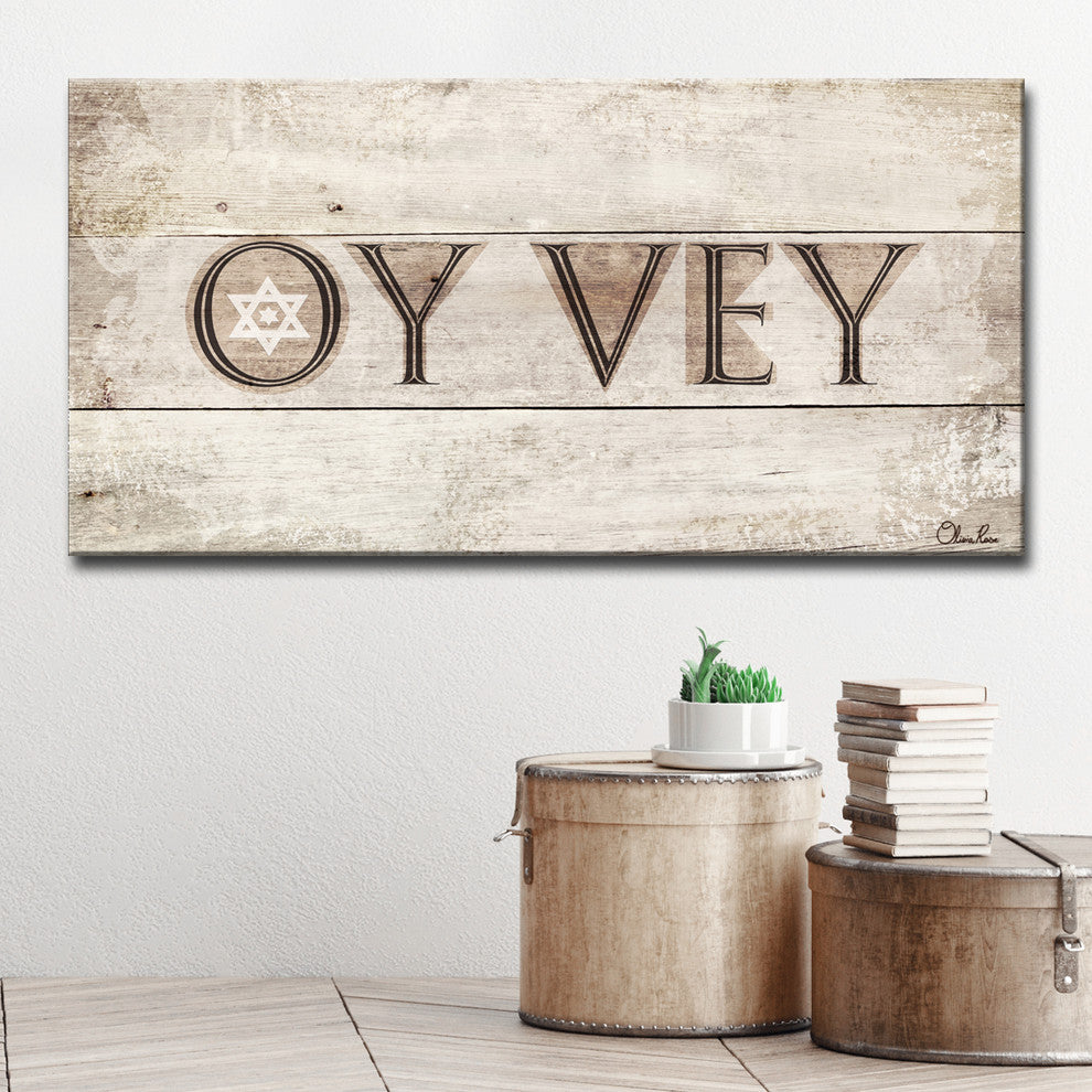 Ready2HangArt Inspirational 'Oy Vey' Wrapped Canvas Wall Art