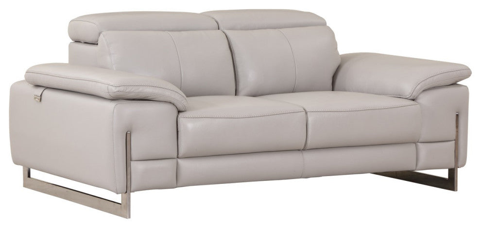 93" Tasteful Light Gray Leather Sofa Set