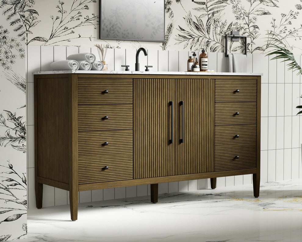 Home Living 60" Single Bathroom Vanity, Hazel Oak