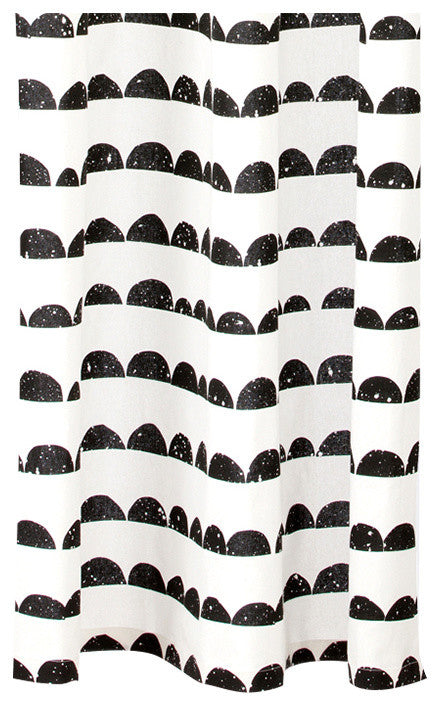 Half Moon Shower Curtain With 8 Metal Rings, Black