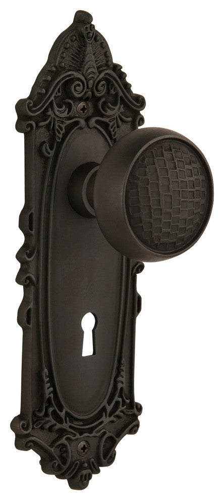Victorian Plate With Keyhole Privacy Craftsman Door Knob, Oil Rubbed Bronze
