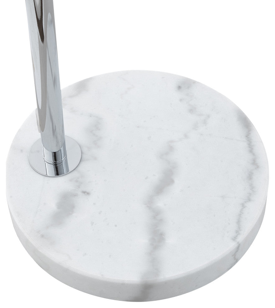 Inspired Home Katana Floor Lamp, Marble Stone Base, Chrome