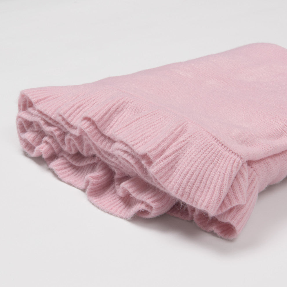 Ruffle Border Throw, Pink