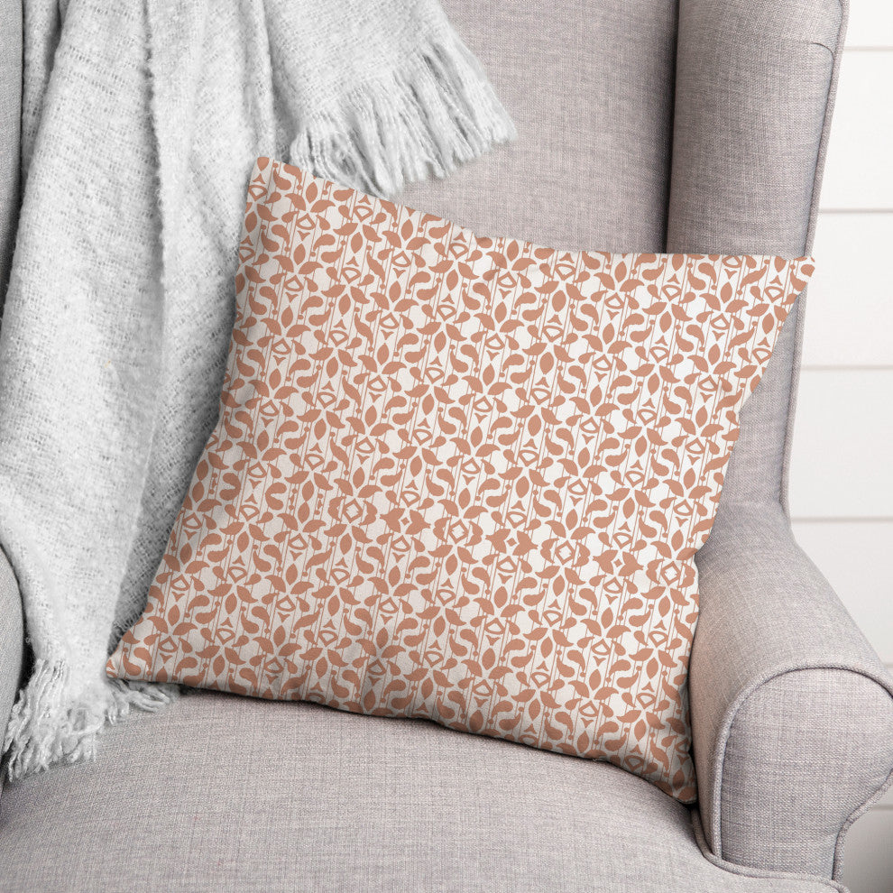 Peach Leaf Pattern Pillow 18x18 Spun Poly Pillow