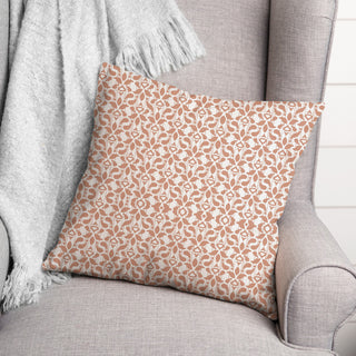 Peach Leaf Pattern Pillow 18x18 Spun Poly Pillow