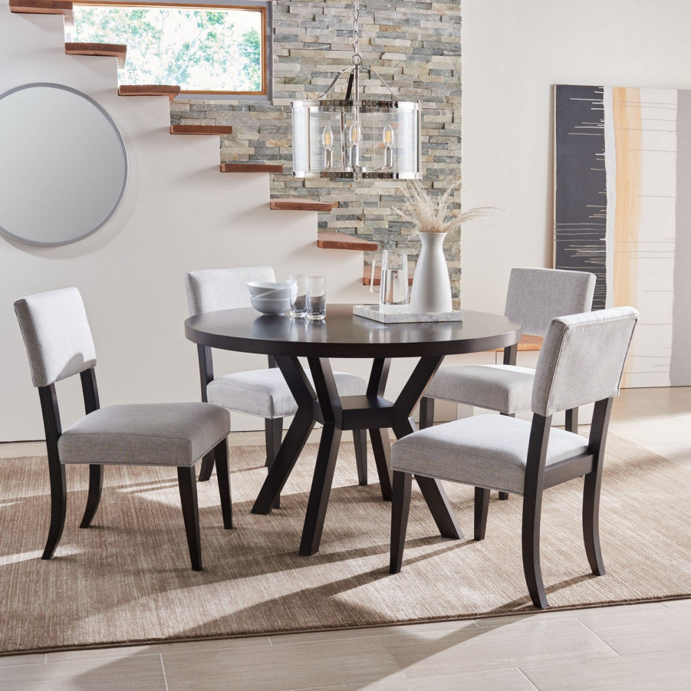Safavieh Couture Luis Round Wood Dining Table, Black Charcoal