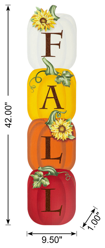 42"H Fall Wood Stacked Pumpkin Porch Decor