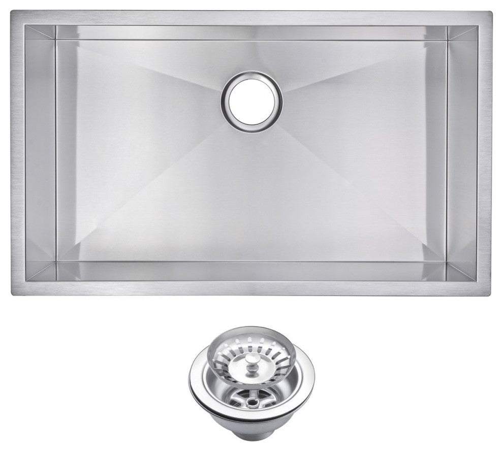 Zero Radius Single Bowl Undermount Kitchen Sink With Drain And Strainer