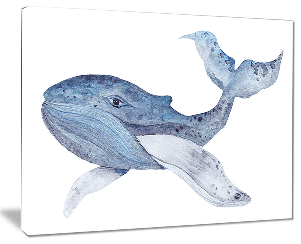 "Large Watercolor Whale" Canvas Print