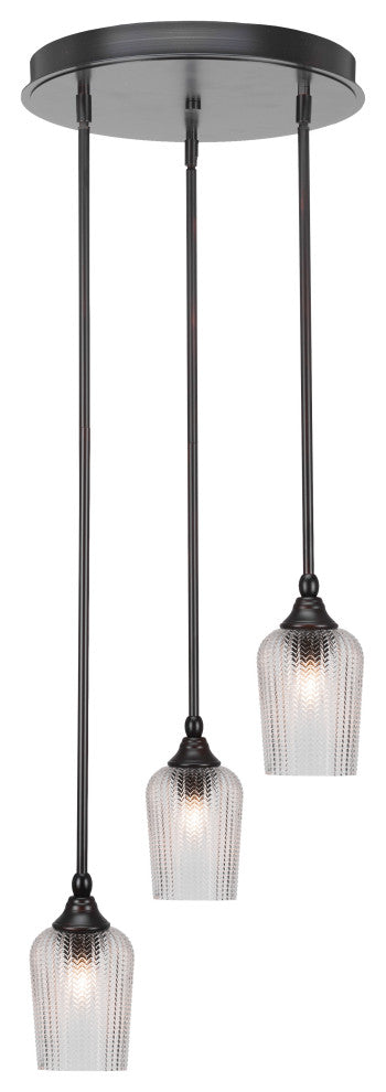 Empire 3-Light Cluster Pendalier, Espresso/Clear Textured
