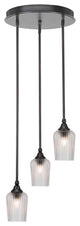 Empire 3-Light Cluster Pendalier, Espresso/Clear Textured