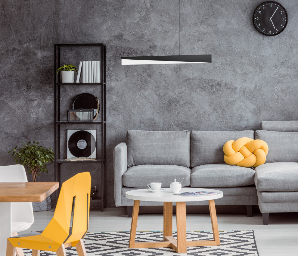 Isidro Pendant, Integrated LED, Structured Black, White Acrylic Shade
