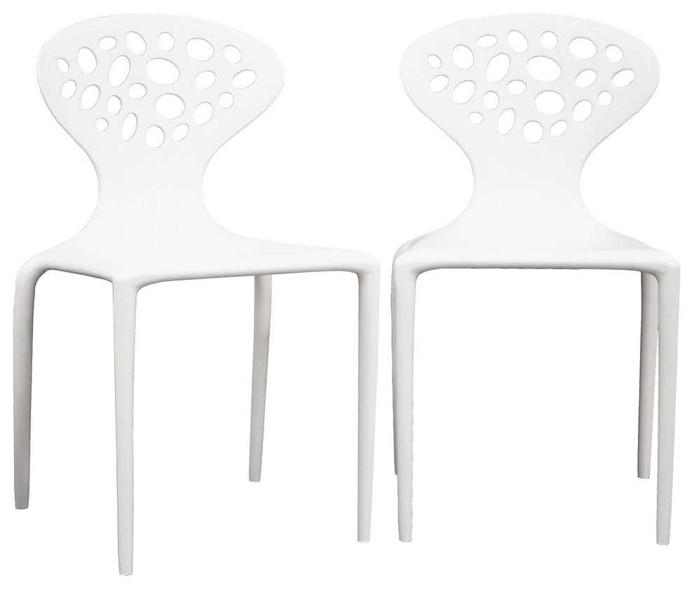 Durante White Plastic Molded Chair, Set of 2