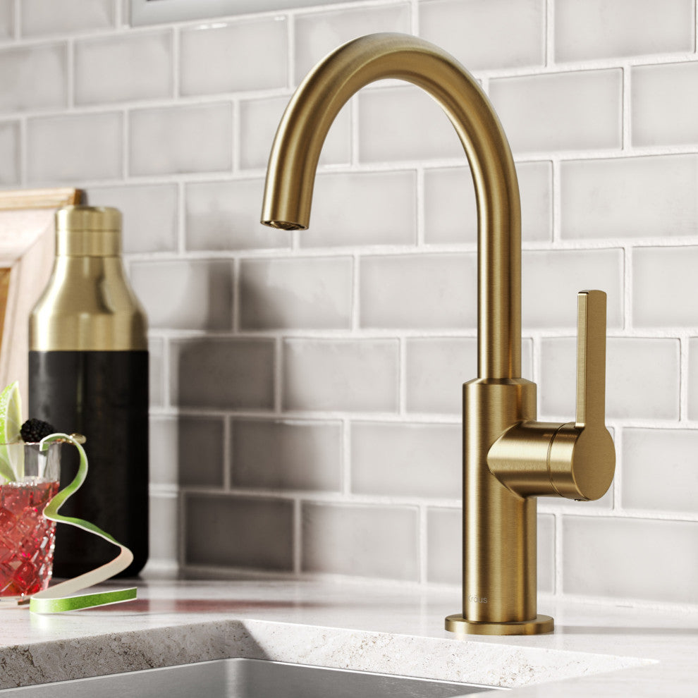 Oletto 1-Hole Kitchen Bar Faucet Brushed Brass, Model KPF-2822BB