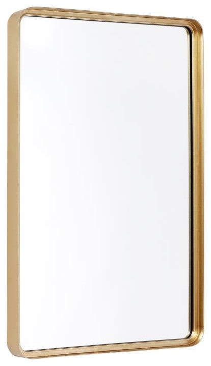 Ava Metal Deep Framed Wall Mirror, Gold, 36"