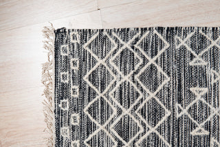 EORC Black Handwoven Wool Punja Kilim Rug 2' x 6'