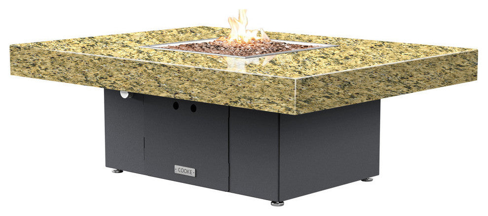Rectangular Fire Pit Table, 48x36, Natural Gas, Santa Cecillia Top, Gray
