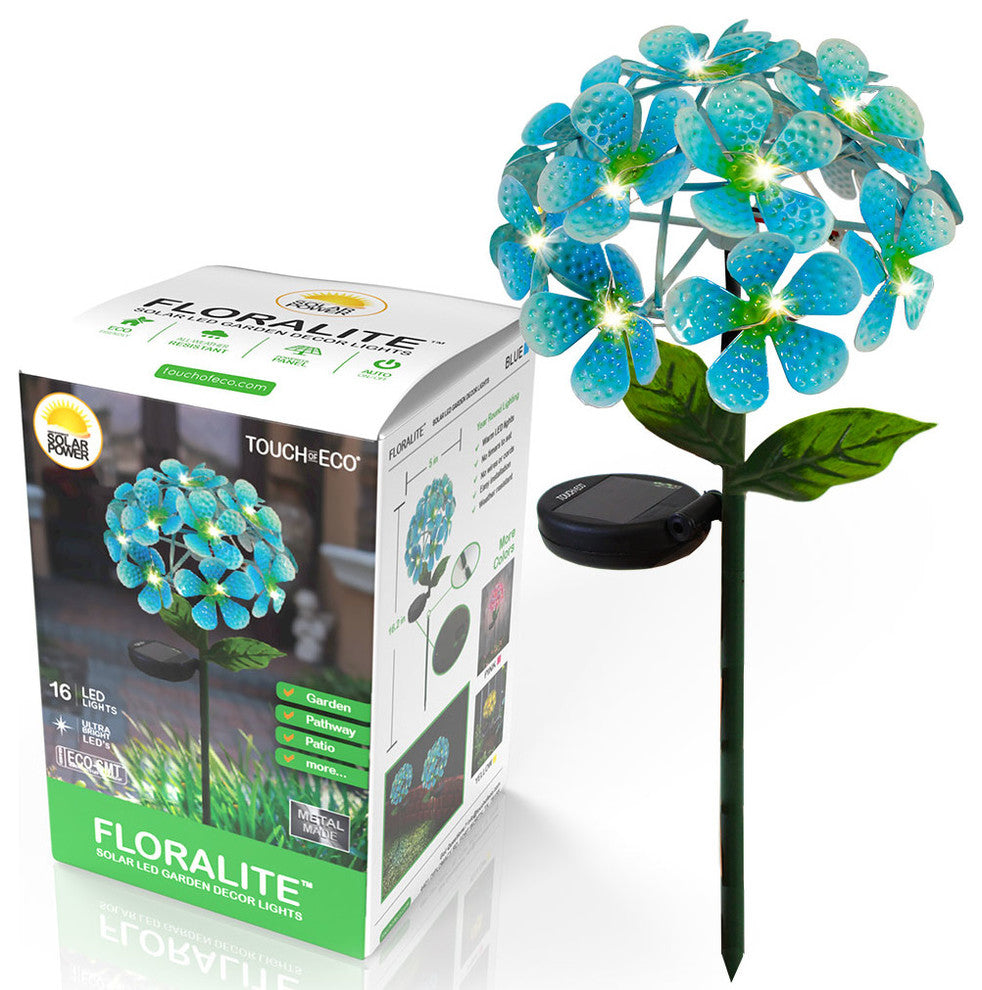 Solar LED Metal Flower Stake Lights, Blue