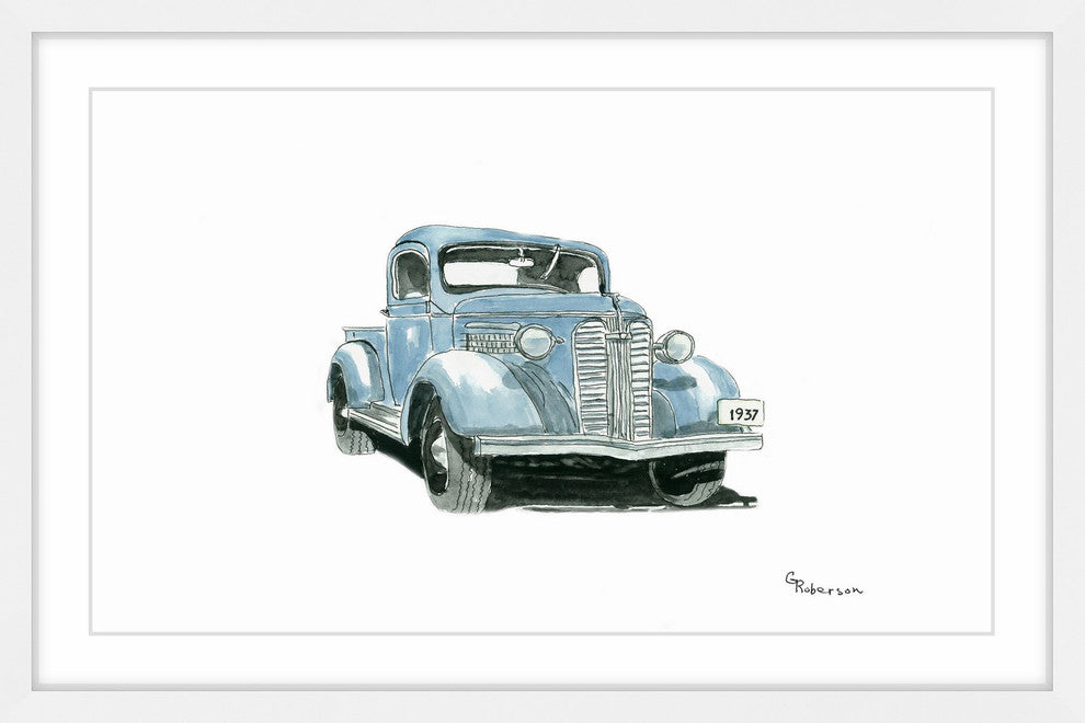 "Old Blue" Framed Painting Print, 36"x24"