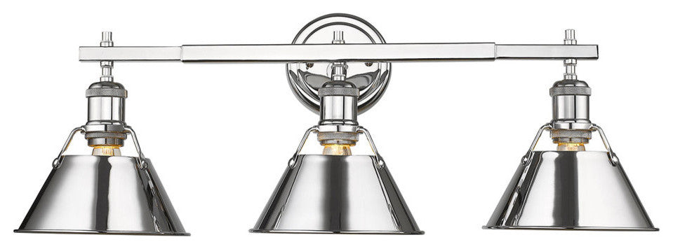 Orwell CH 3-Light Bath Vanity, Chrome With Chrome Shade