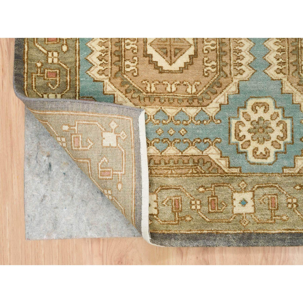 Hand Knotted Wool Caucasian Gul Motifs Distinct Abrash Oriental Rug 9'1"x12'1"