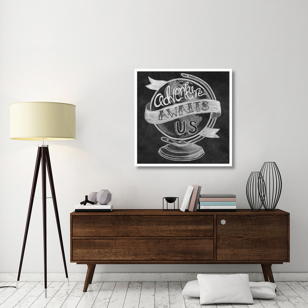"Adventure Love Globe Chalk" Digital Paper Print by Mary Urban, 38"x38"