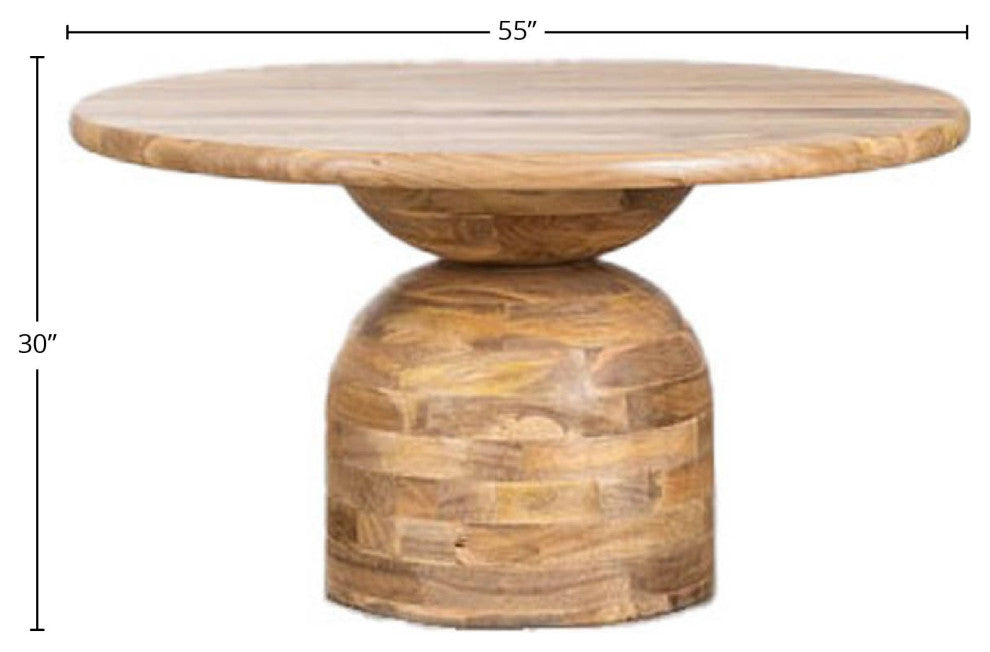 Freeform Round 55"W Acacia Dining Table, Natural