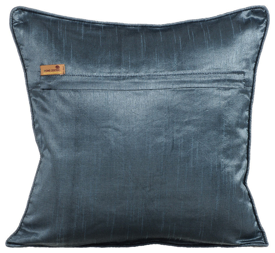 Blue Decorative Pillow Covers 24"x24" Silk, Teal Origami