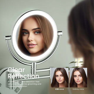Circular LED Wall Mount Magnifying Make Up Mirror, Chrome