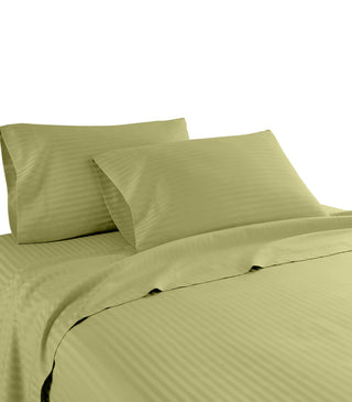 600 Thread Count 100% Cotton Stripe Sheet Set, Sage, California King