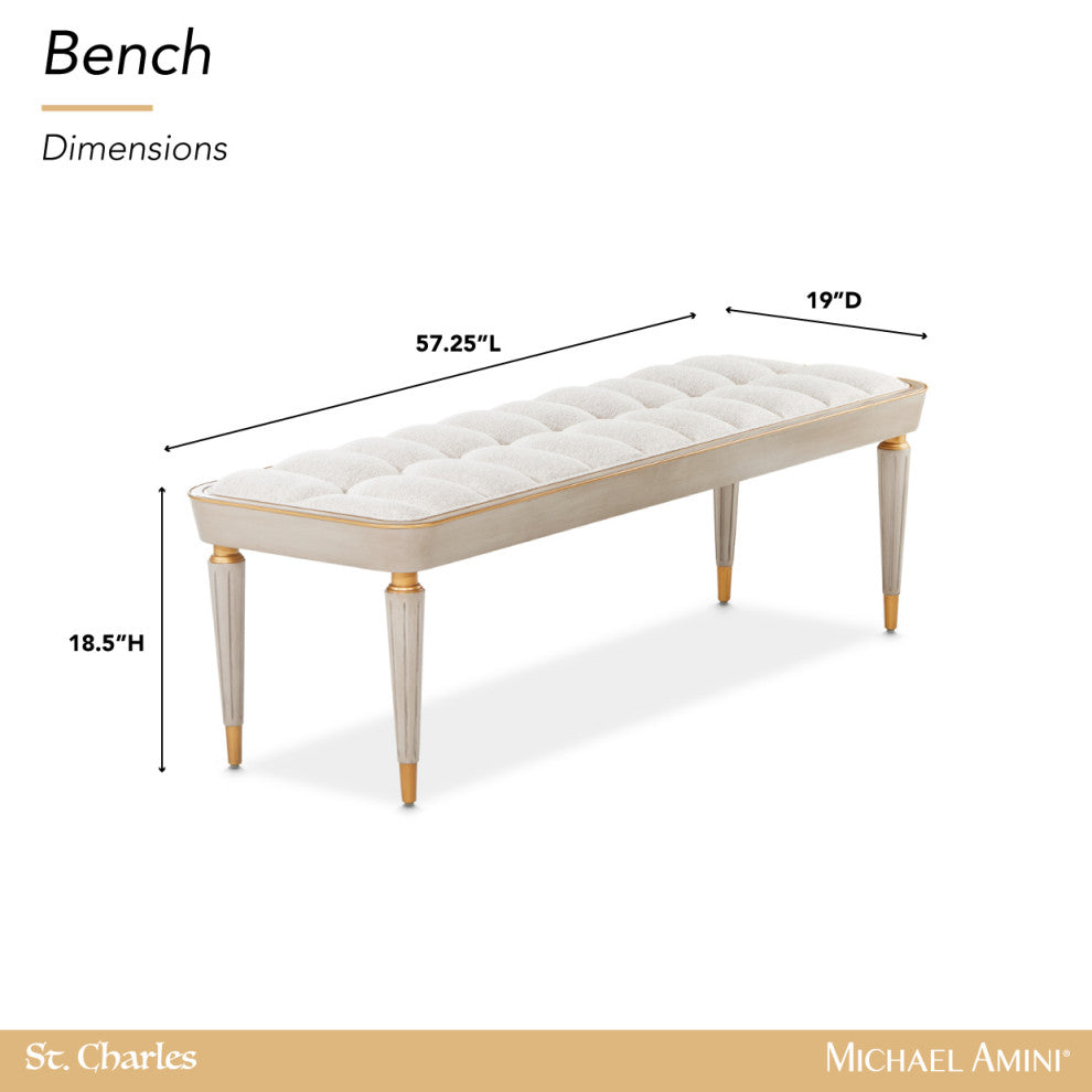 St. Charles Chenille Accent Bench, Dove Gray