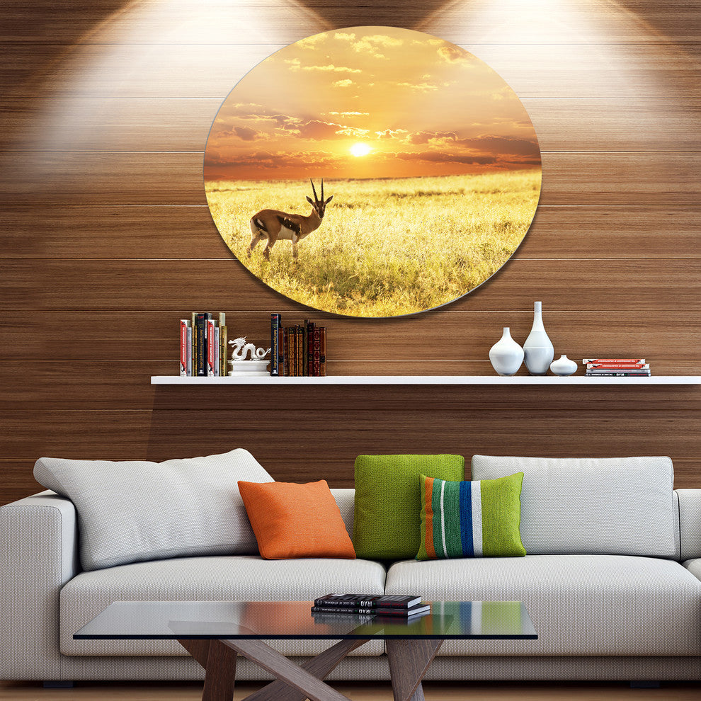 Solitary Antelope In Grassland, African Landscape Disc Artwork, 11"