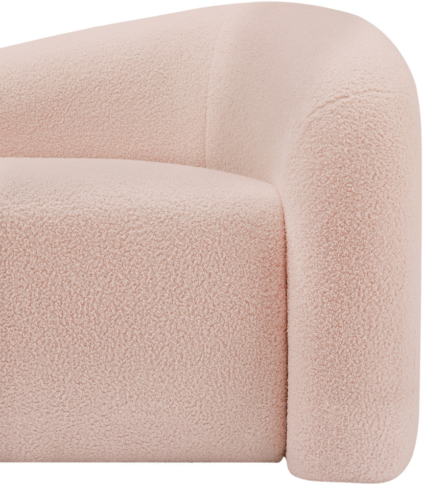 Kali Faux Shearling Teddy Fabric Upholseterd  Sofa, Pink