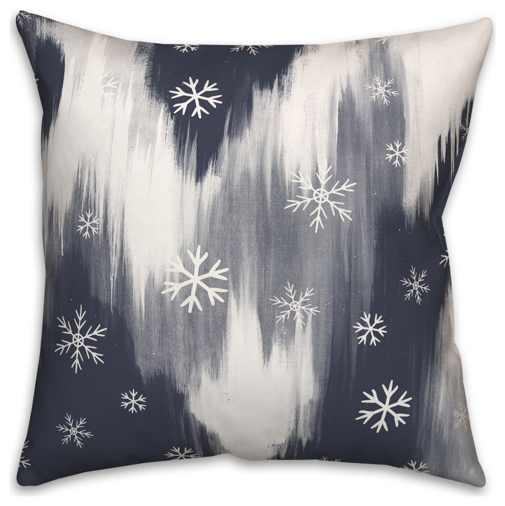 Navy Abstract Snowflakes 16x16 Spun Poly Pillow