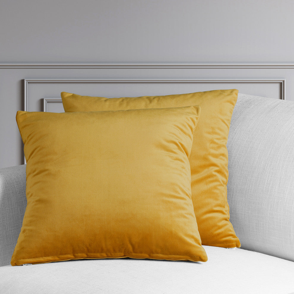 Heritage Plush Velvet Cushion Cover Pair, Aztec Gold, 18w X 18l