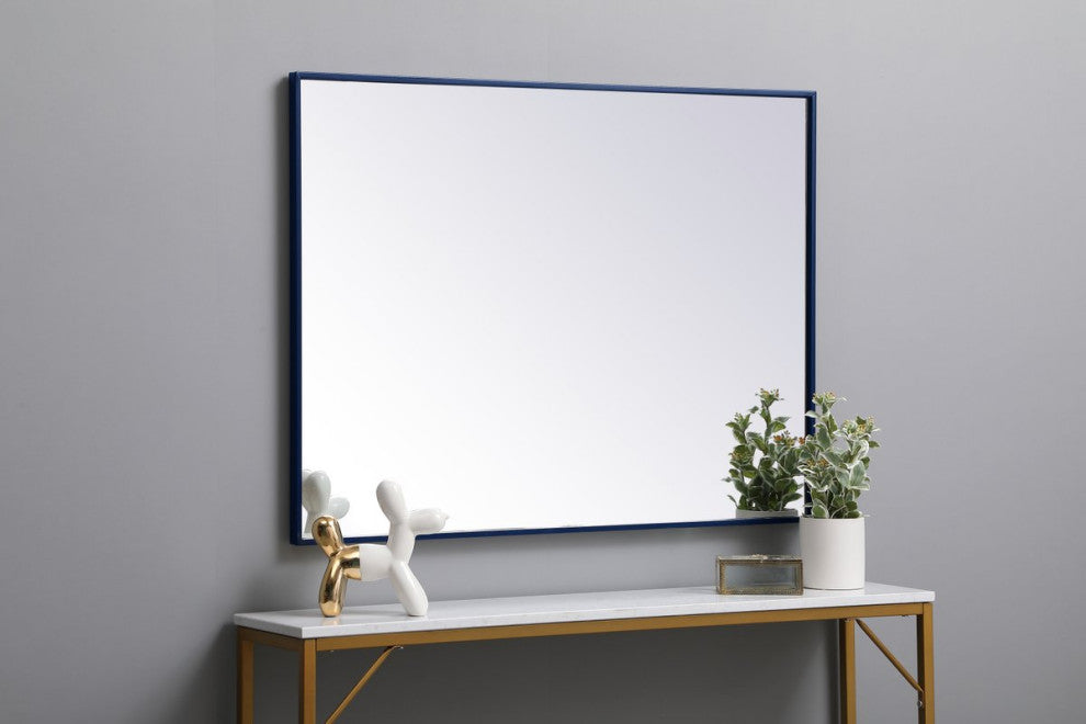 Elegant Decor MR43040BL Metal Frame Rectangle Mirror, 30"x40", Blue