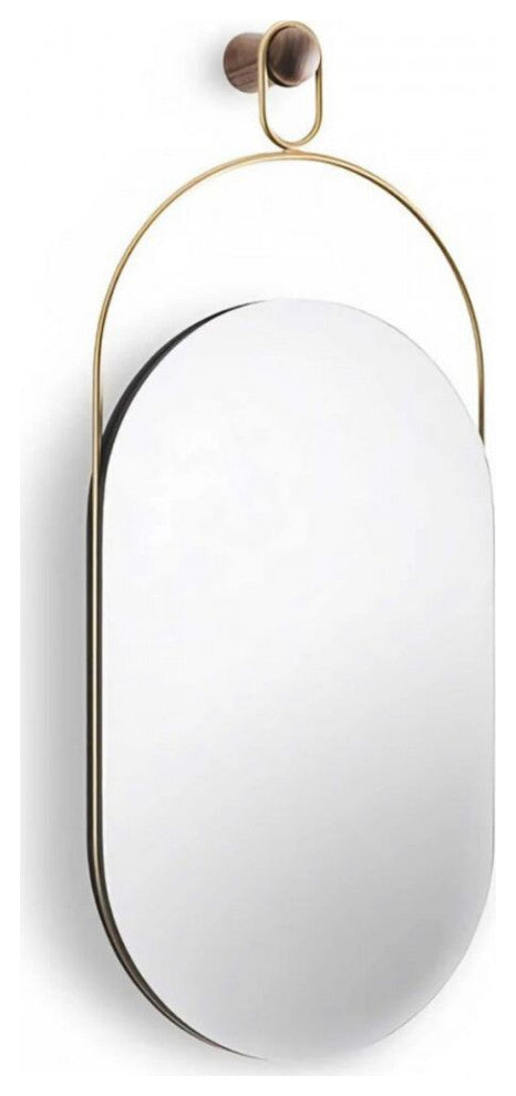 Nomon Espejo Eslabon Wall Mirror, Walnut/Brass