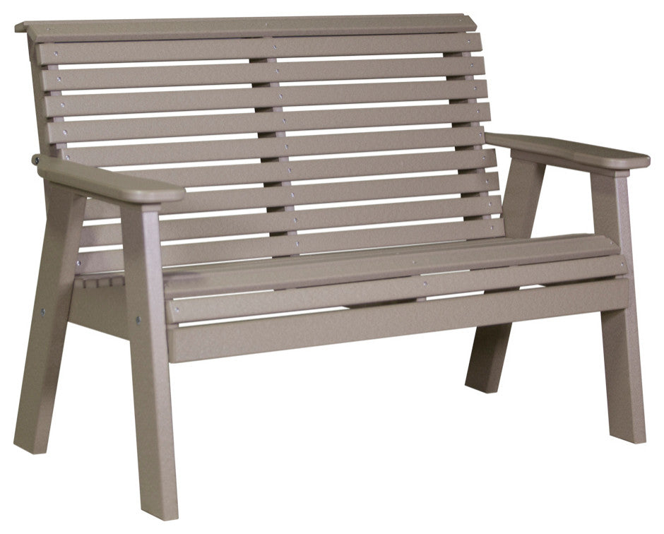 Poly Plain Bench, Weatherwood, 4 Foot
