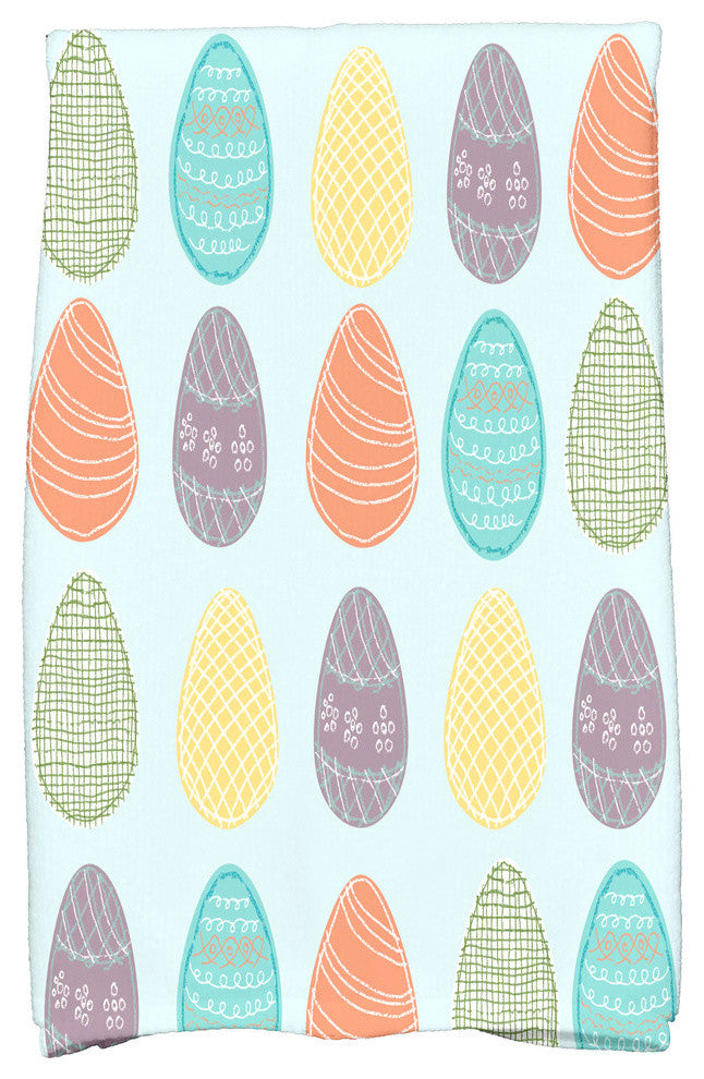 Eggs-Ellent!, Holiday Geometric Print Kitchen Towel, Aqua