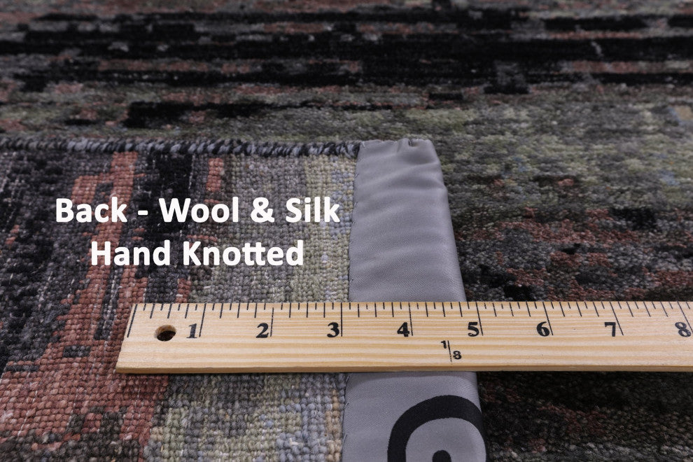 10' 0" X 14' 0" Modern Wool and Silk Handmade Rug Q7205