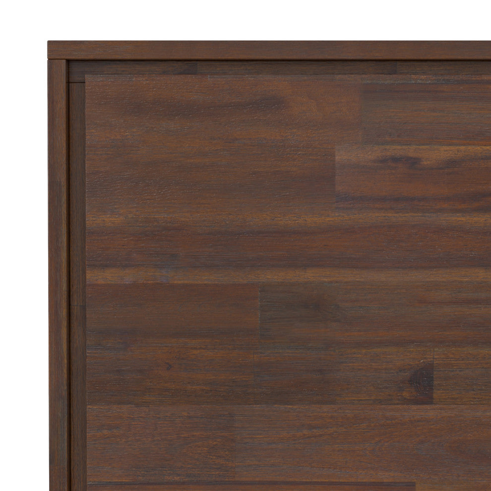 Lowry Solid Acacia Wood 2 Door Sideboard Buffet, Distressed Charcoal Brown