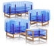 Mojow Yomi 4 Piece Living Room & Garden Set | Wooden Frame - Crystal Blue