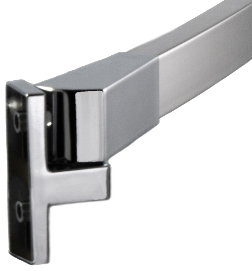 60" Curved Fixed Shower Curtain Rod, Brushed Nickel, Polished Chrome Finish