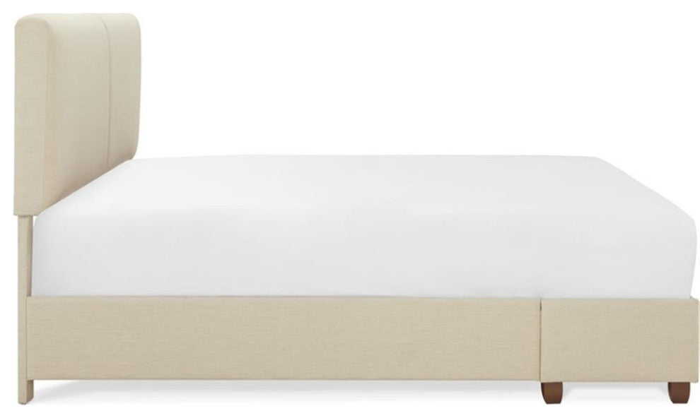 Finch Maxwell Storage Bed with Adjustable Height Headboard King Size Beige