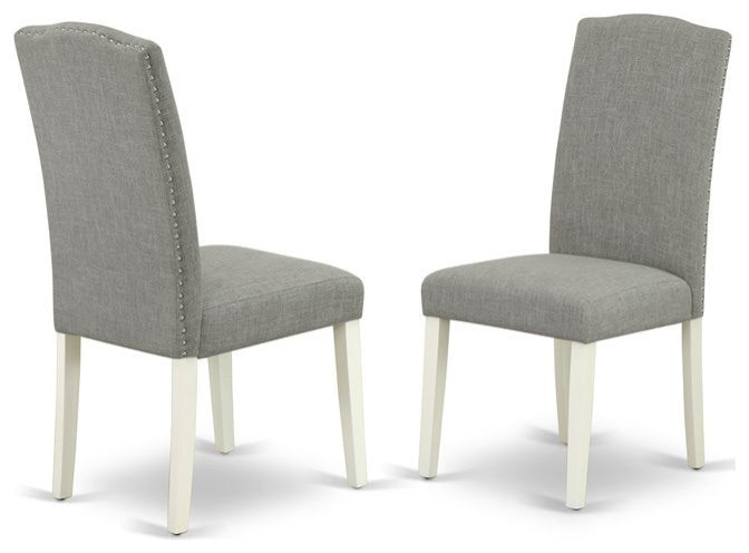 6-Piece Set Table and Color Small Bench and 4 Linen Fabric Chairs, Linen White
