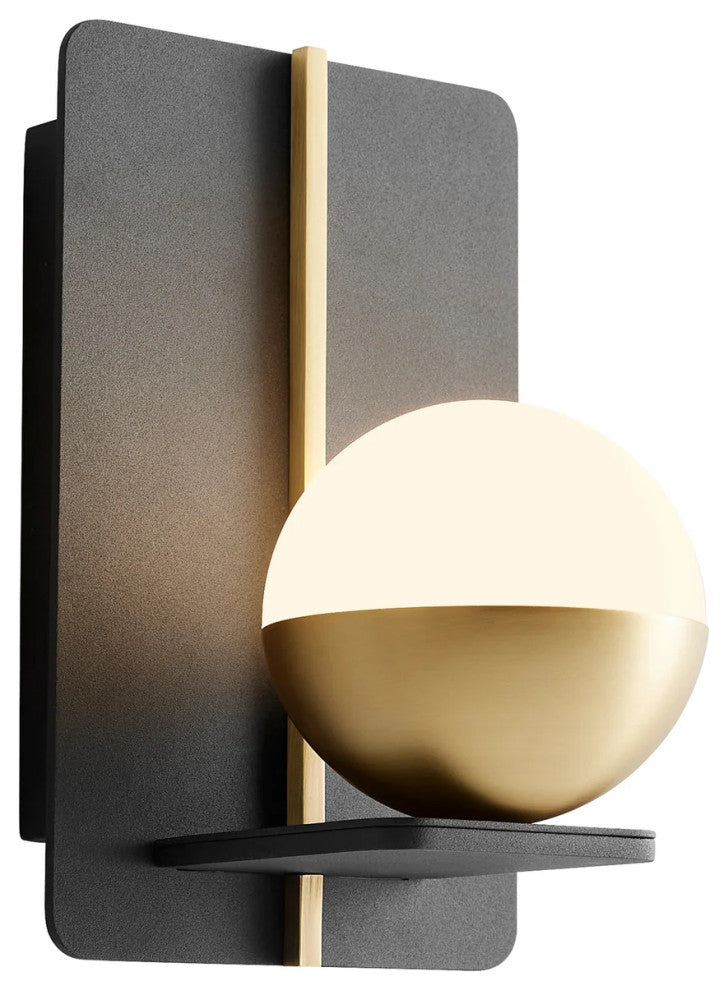 Oxygen Lighting 3-554-1540 Iota 1-Light Wall Sconce, Black With Aged Brass