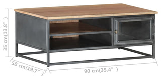 Vidaxl Coffee Table Gray 35.4"x19.7"x13.8" Solid Acacia Wood