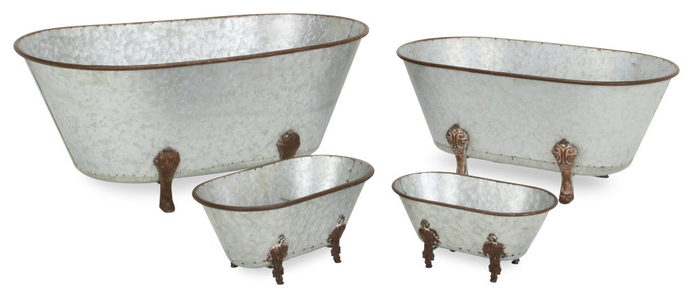 Lavande Metal Tub Decor - Small - Galvanized